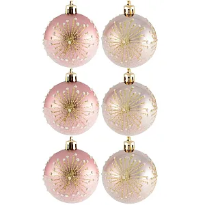 Набор шаров Волшебная страна Узоры 007486 6 см розовый 6 шт