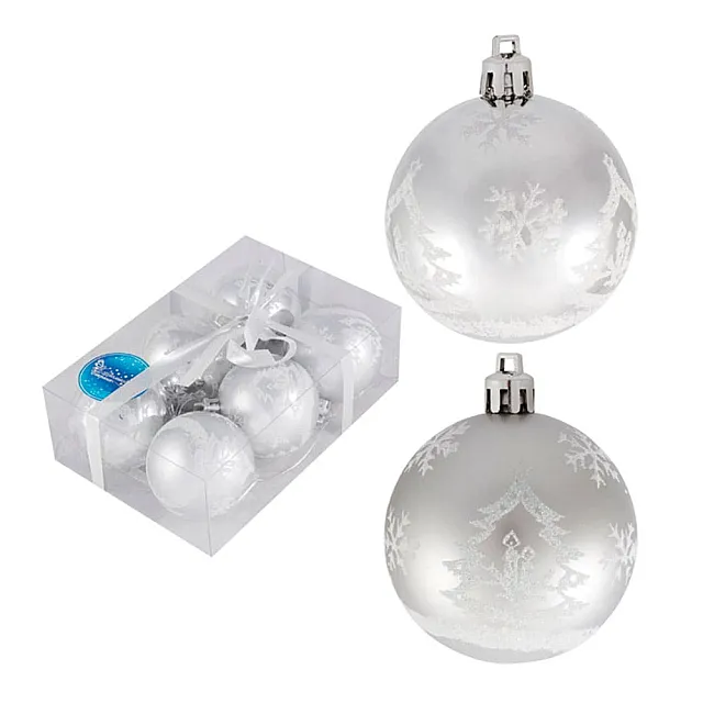 Набор шаров Волшебная страна Елочка 007499 6 см серебрянный 6 шт