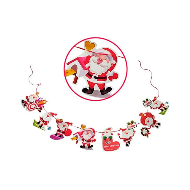 Гирлянда Волшебная страна Веселый Дед Мороз бумажная 18*21 см 8 шт 3 м