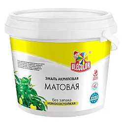 Эмаль Olecolor акриловая матовая белая 1 кг