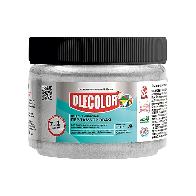 Эмаль перламутровая Olecolor универсальная серебро 0.1 кг