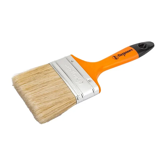 Кисть плоская 75мм натуральная щетина пластиковая.ручка  Петрович