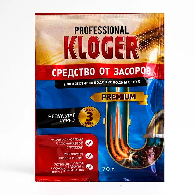 Средство Kloger Proff для устранения засоров гранулы 70 г Средство Kloger Proff для устранения засоров гранулы 70 г