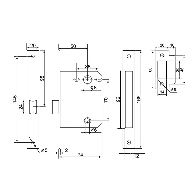 Комплект для двери Фабрика Замков FZ SET 49L 170 BK GF
