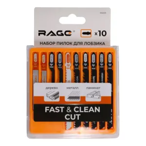 Набор пилок для лобзика RAGE by VIRA 552201 по дереву металлу и ламинату 10 шт