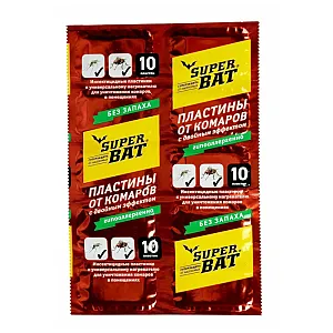 Пластины Super Bat от мух и комаров двойного действия красные