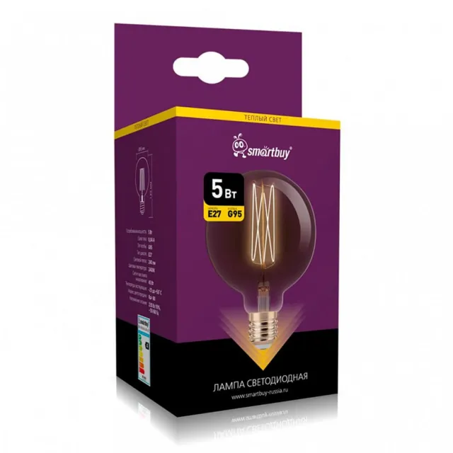 Лампа светодиодная Smartbuy SBL-G95FLEX-5-24K-E27 Led Art Flex G95-5Вт 2400К E27