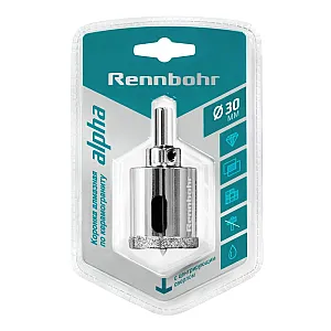 Коронка алмазная по керамограниту и керамике Rennbohr с центрирующим сверлом 30 мм