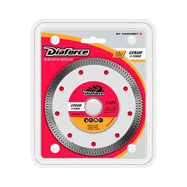 Диск алмазный Diaforce Ceram X-Turbo 514125X 125*22.23*10*1.3 мм тонкий сухой рез