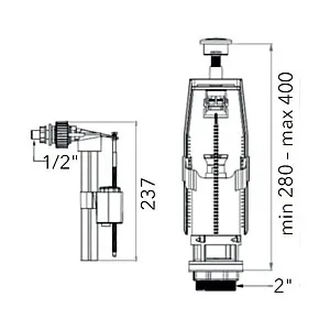 Арматура для смывного бачка AV Engineering AVE129699 c функцией Старт/Стоп с клапаном боковой подачи