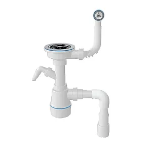 Сифон для кухни AV Engineering AVE129739 с круглым переливом гибкой трубой 1 1/2