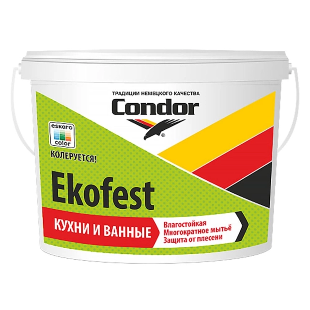 Краска Condor Ekofest кухня и ванная белая 7.5 кг Краска Condor Ekofest кухня и ванная белая 7.5 кг