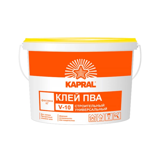 Клей строительный ПВА Kapral V-10 1 кг Клей строительный ПВА Kapral V-10 1 кг