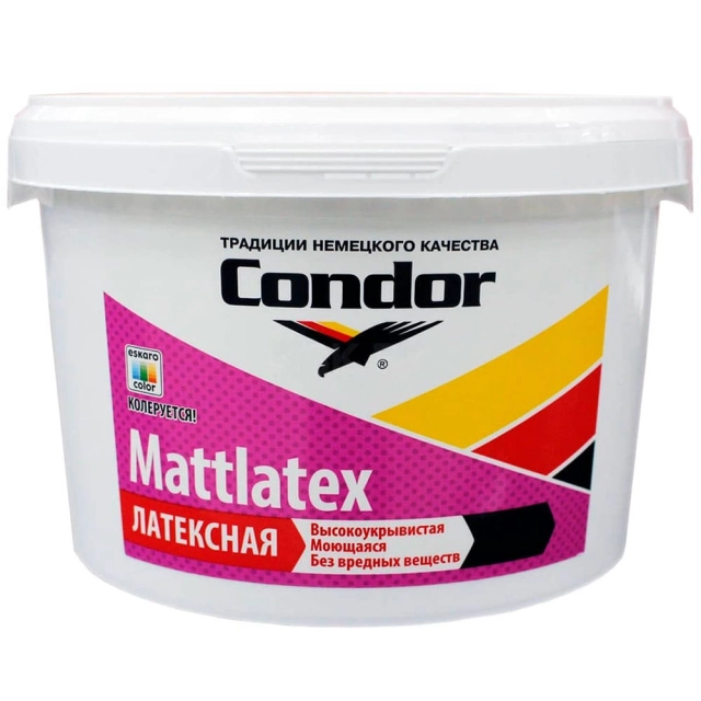 Краска Condor Mattlatex латексная моющаяся белая 15 кг Краска Condor Mattlatex латексная моющаяся белая 15 кг
