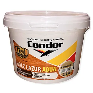 Лак защитно-декоративный Condor Holz Lazur Aqua натуральный 2.5 кг