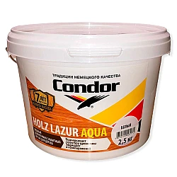 Лак защитно-декоративный Condor Holz Lazur Aqua белый 2.5 кг