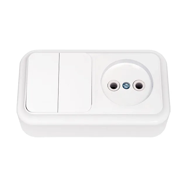 Блок Bylectrica Пралеска 2В-РЦ-523 выключатель 2 клавиши + розетка без заземления белая