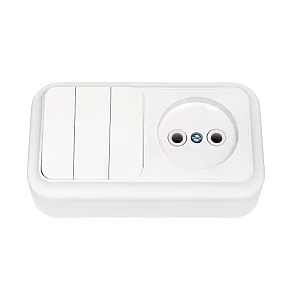 Блок Bylectrica Пралеска 3В-РЦ-525 выключатель 3 клавиши + розетка без заземления белая