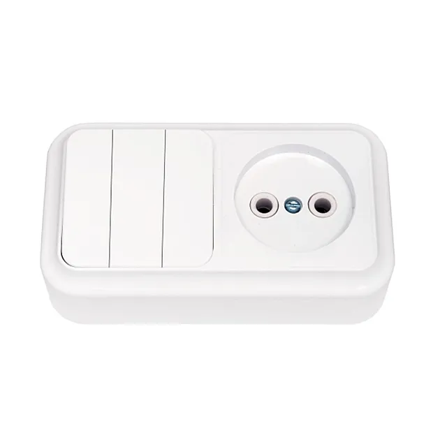 Блок Bylectrica Пралеска 3В-РЦ-525 выключатель 3 клавиши + розетка без заземления белая