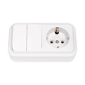 Блок Bylectrica Пралеска 2В-РЦ-529бел выключатель 2 клавиши + розетка с заземлением белый