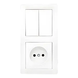 Блок Bylectrica Стиль 2В-РЦ-687 выключатель 2 клавиши + розетка без заземления белая