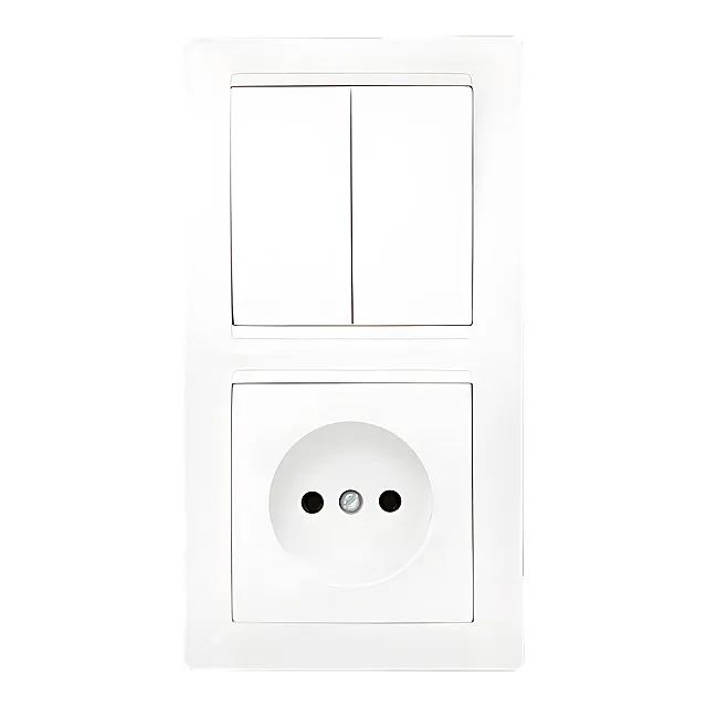 Блок Bylectrica Стиль 2В-РЦ-687 выключатель 2 клавиши + розетка без заземления белая