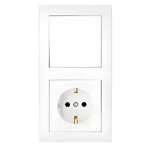 Блок Bylectrica Стиль В-РЦ-691 выключатель 1 клавиша + розетка с заземлением белый