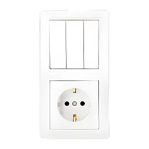 Блок Bylectrica Стиль 3В-РЦ-695 выключатель 3 клавиши + розетка с заземлением белая