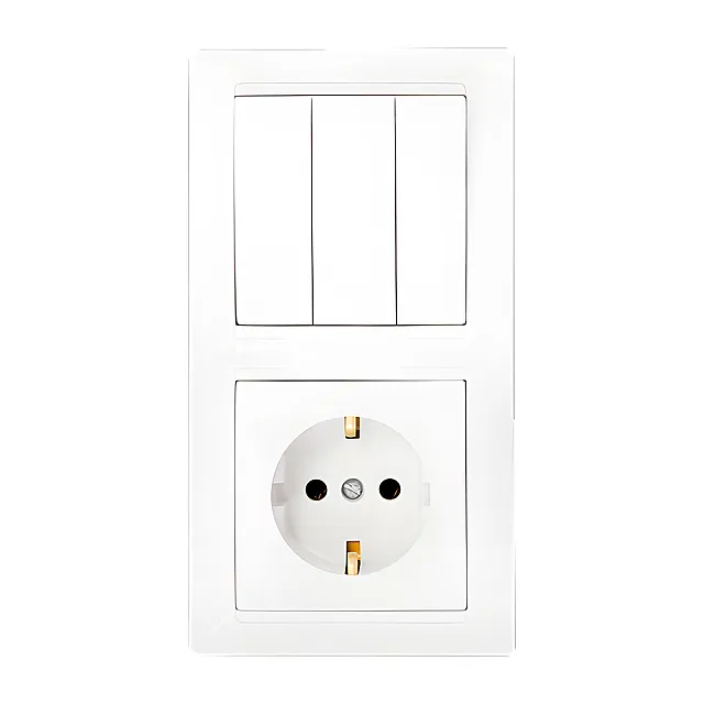 Блок Bylectrica Стиль 3В-РЦ-695 выключатель 3 клавиши + розетка с заземлением белая