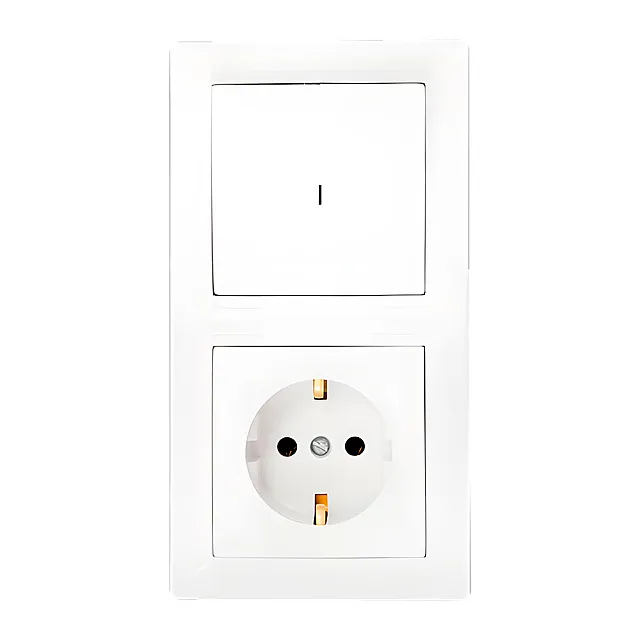 Блок Bylectrica Стиль В-РЦ-701 выключатель 1 клавиша + розетка с заземлением со световой индикацией белая