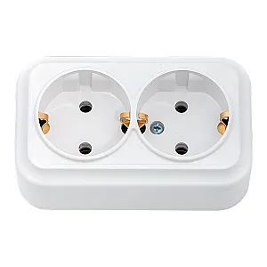 Розетка Bylectrica Вариант РА16-0142 2 места с заземлением белая