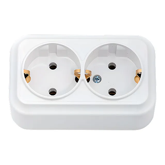 Розетка Bylectrica Вариант РА16-0142 2 места с заземлением белая