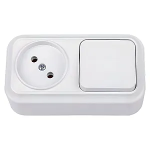 Блок Bylectrica Вариант выключатель 1 клавиша + розетка без заземления белый