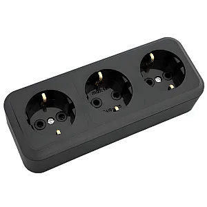 Розетка Bylectrica Пралеска РА16-265 3 места с заземлением черная