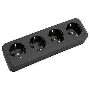 Розетка Bylectrica Пралеска РА16-266 4 места открытая с заземлением черная