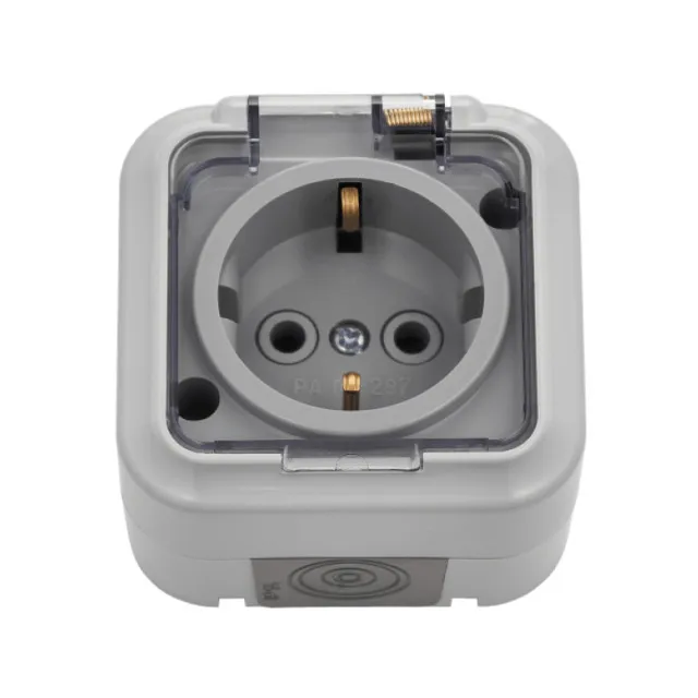 Розетка Bylectrica Пралеска Аква РА16-297-02(02) 1-ая открытая серая