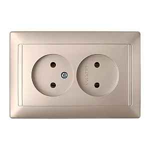 Розетка Bylectrica Стиль РС16-307 2 места без заземления шампань