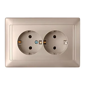 Розетка Bylectrica Стиль РС16-313 2 места с заземлением шампань