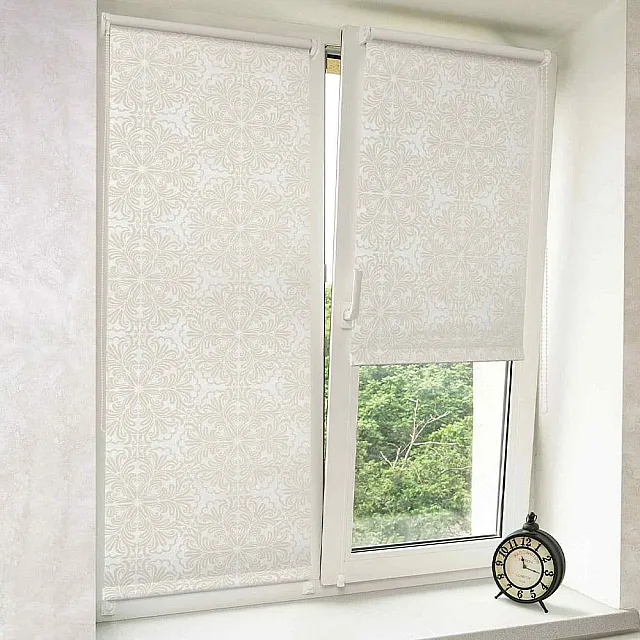 Штора рулонная Delfa Металлик принт СРШ-01М-7591 72(68)/170 см кремовый