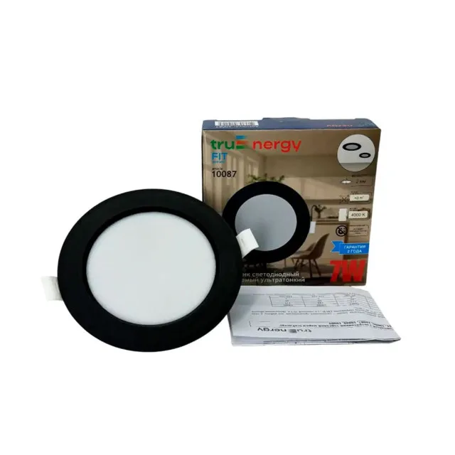 Светильник TruEnergy Fit 10087 круг 7W 4000K IP20 пластик ультратонкий черный