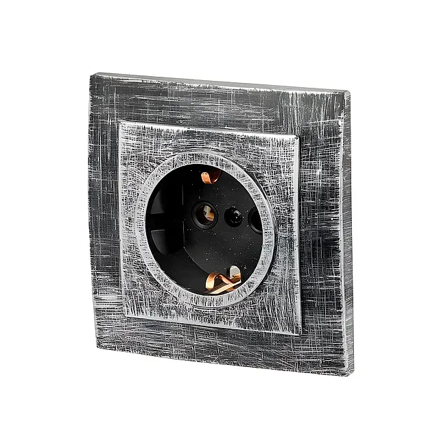 Розетка Юпитер Стандарт JP7424-01 1 место с заземлением серебро