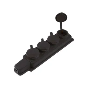 Розетка переносная Юпитер JP7601-04 4 гнезда с заземлением каучук черная