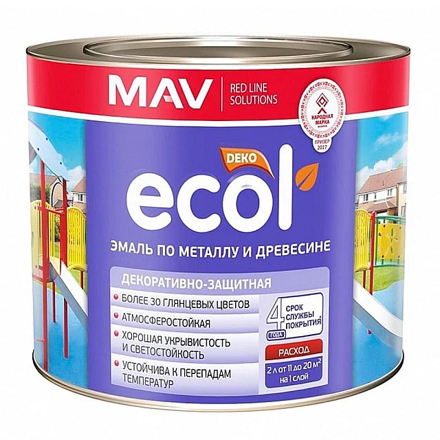 Эмаль MAV Ecol ПФ-115 по металлу и древесине зеленая глянцевая 2.4 л Эмаль MAV Ecol ПФ-115 по металлу и древесине зеленая глянцевая 2.4 л