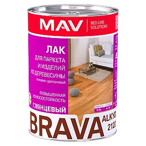 Лак MAV Brava Alkyd 2122 для паркета и изделий из древесины бесцветный глянцевый 1 л