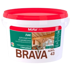 Лак MAV Brava Acryl 43 для изделий из древесины глянцевый 3 л