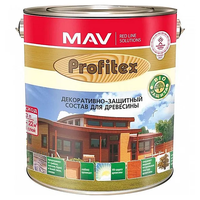 Состав декоративно-защитный MAV Profitex для древесины махагон 3 л