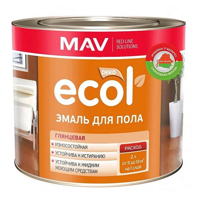 Эмаль для пола MAV Ecol ПФ-266 светло-коричневая глянцевая 2.4 л Эмаль для пола MAV Ecol ПФ-266 светло-коричневая глянцевая 2.4 л