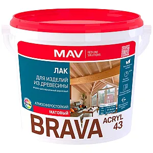 Лак MAV Bravа Acryl 43 SP для изделий из древесины матовый 1л 1кг