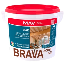 Лак MAV Brava Acryl 43 для изделий из древесины полуматовый 3 л