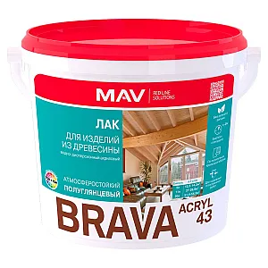 Лак MAV Brava Acryl 43 для изделий из древесины полуглянцевый 3 л